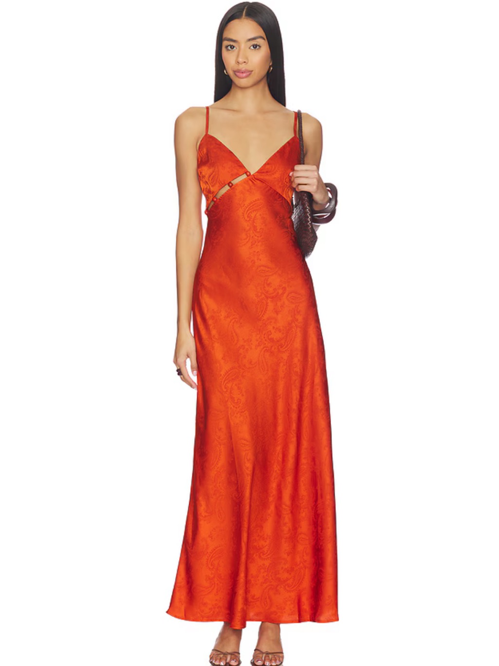 Valencia Bead Detail Dress In Paprika Paisley